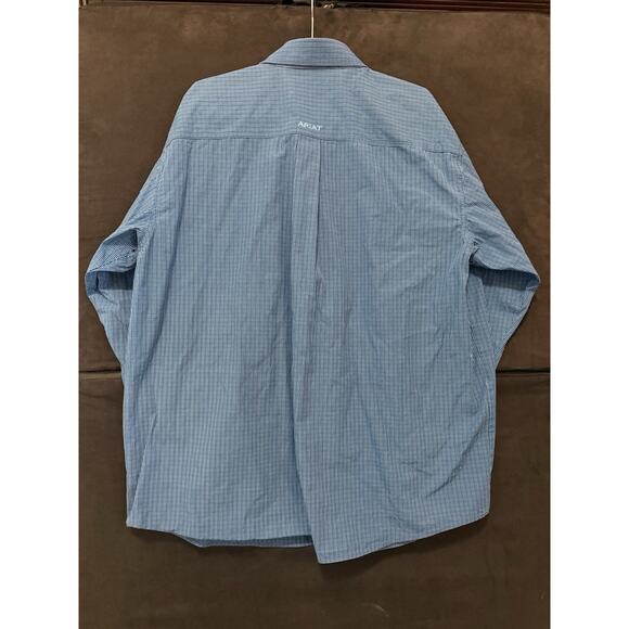 Ariat Pro Mens 2XL Shirt Blue Check Long Sleeve Western Rodeo Cowboy Ranch XXL - Picture 5 of 8